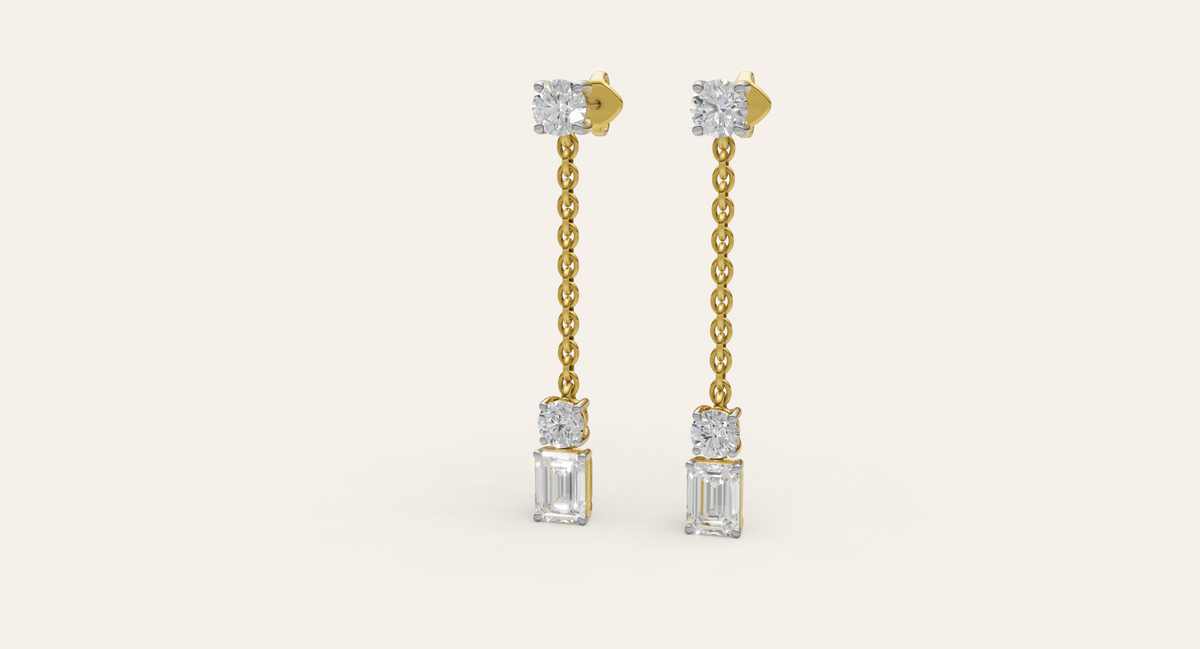 Pendulum lab-grown diamond earrings in yellow gold
