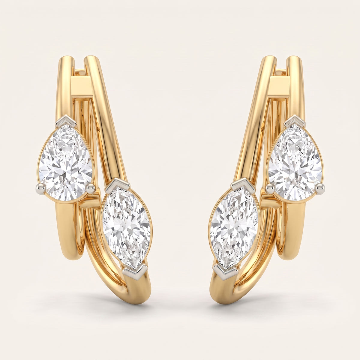 Arc lab-grown diamond earrings, view 2
