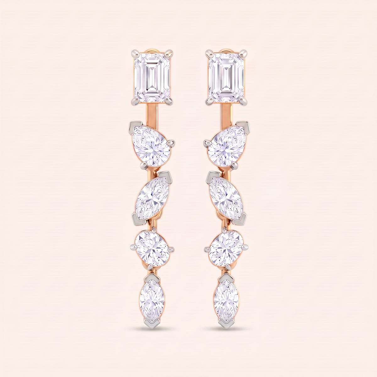 Medley lab-grown diamond earrings, view 3