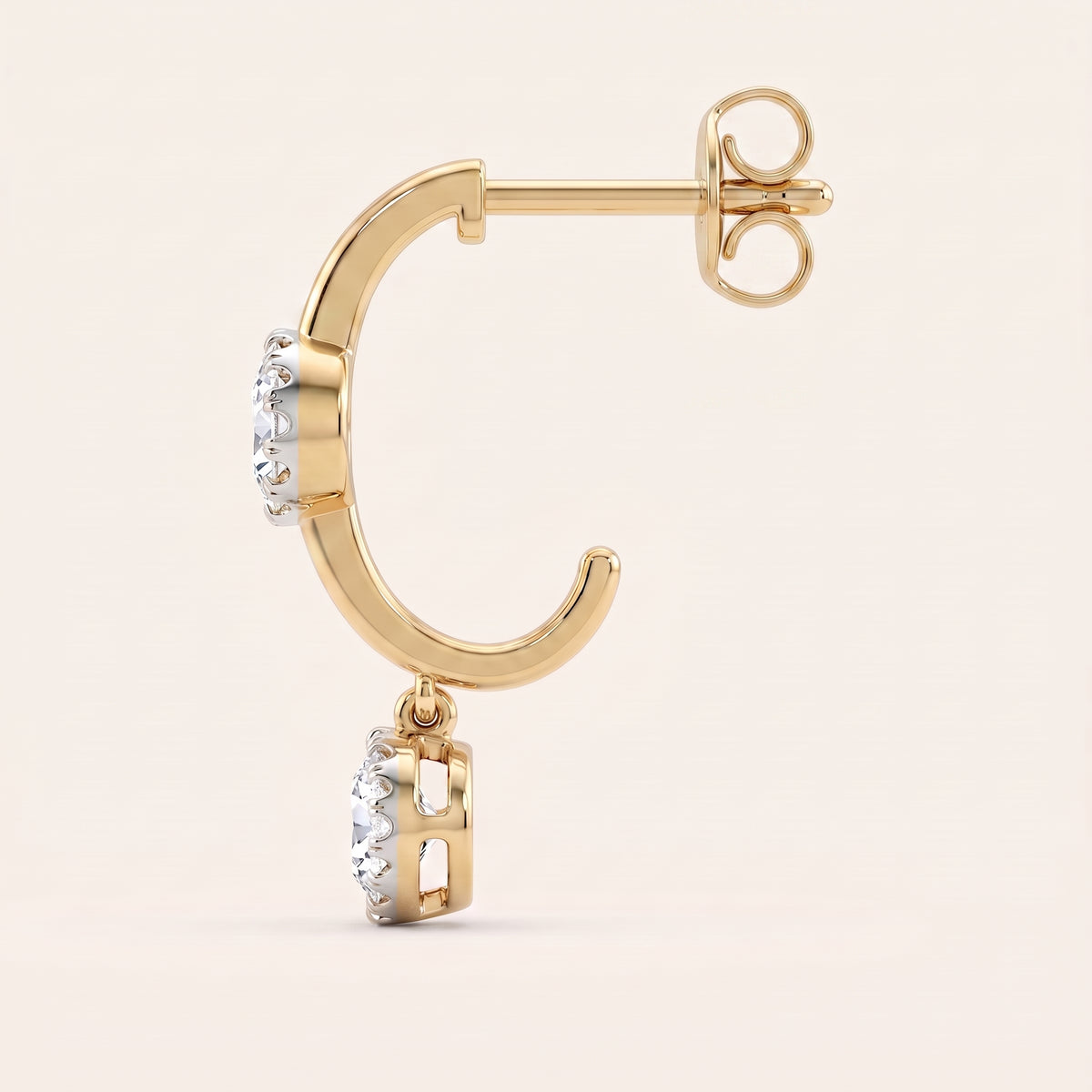 Duality lab-grown diamond earrings, view 3