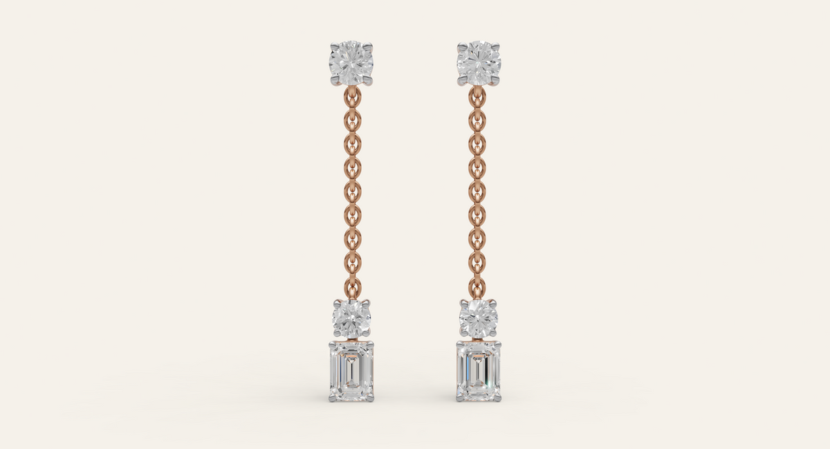Pendulum lab-grown diamond earrings, view 6