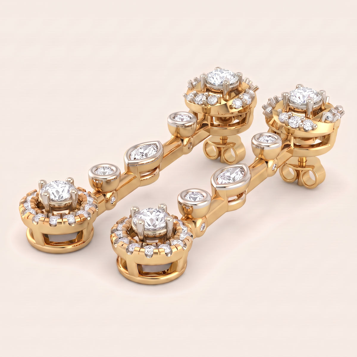 Baton lab-grown diamond earrings, view 7