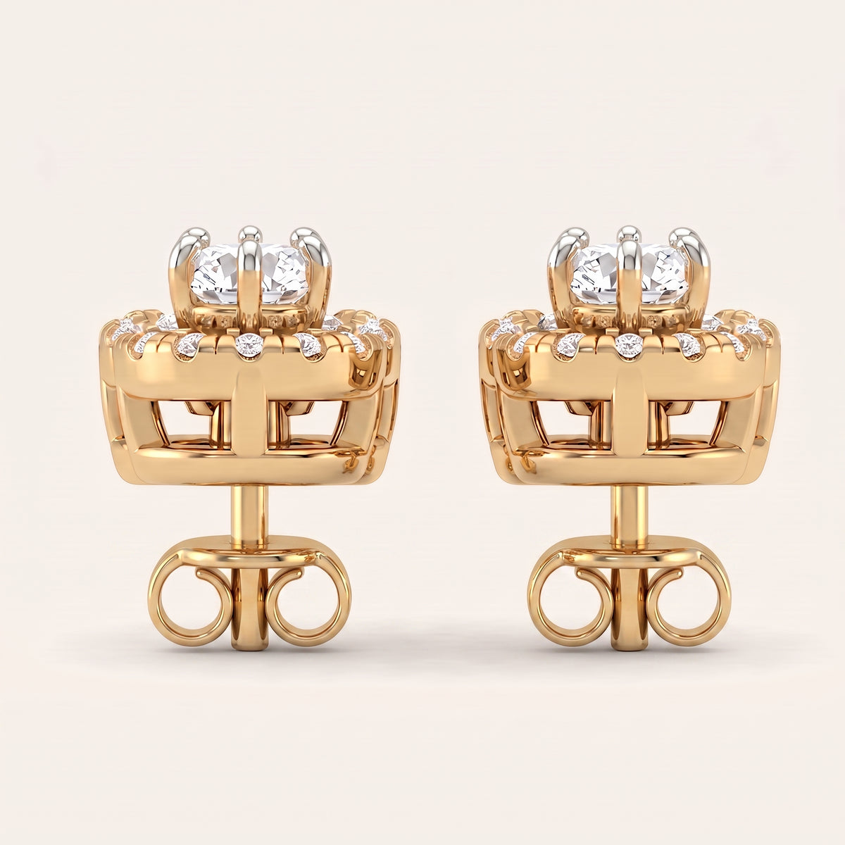 Baton lab-grown diamond earrings, view 5