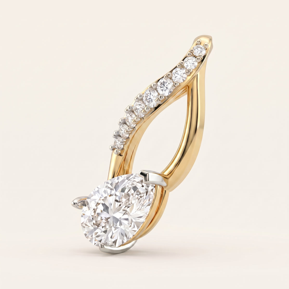 Ribbon lab-grown diamond pendant, view 2
