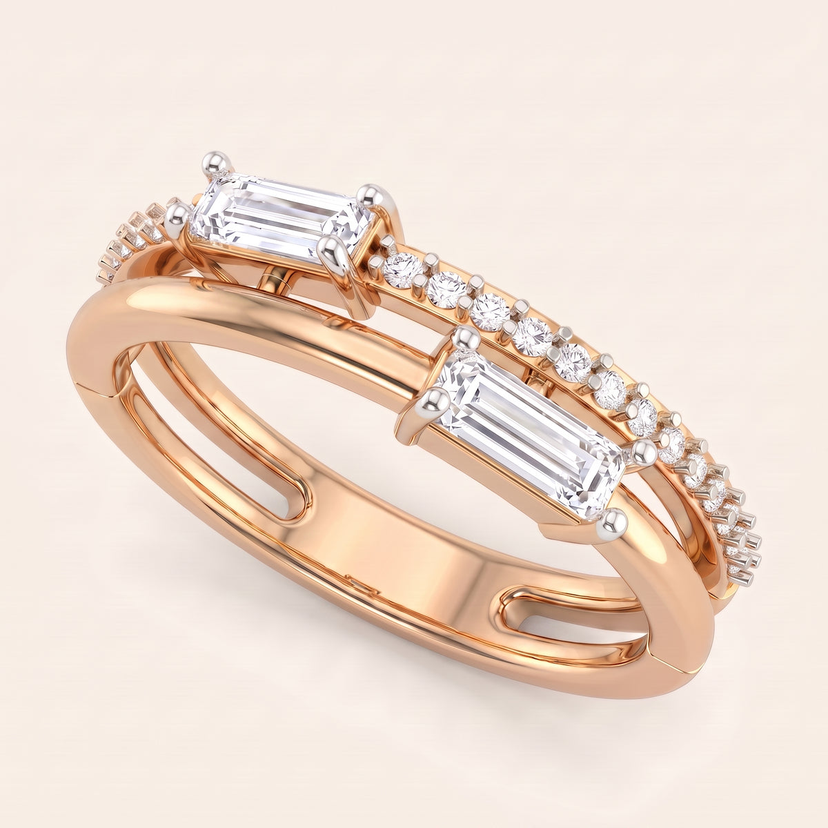 Parallel lab-grown diamond ring, view 5