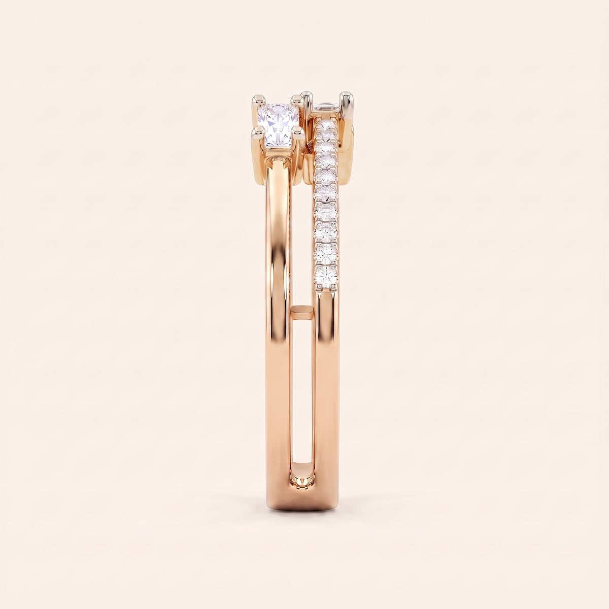 Parallel lab-grown diamond ring, view 8