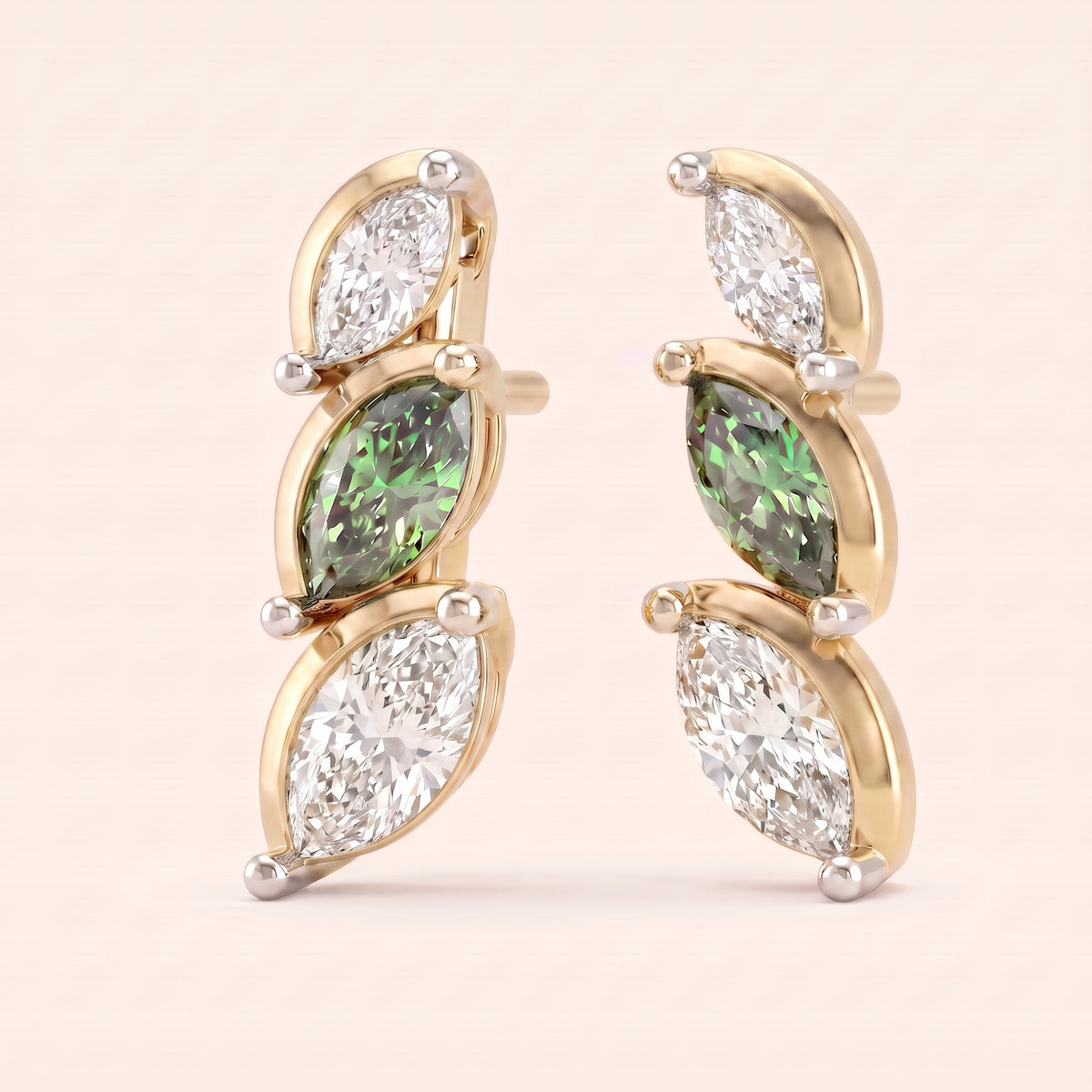Fern lab-grown diamond earrings, view 3