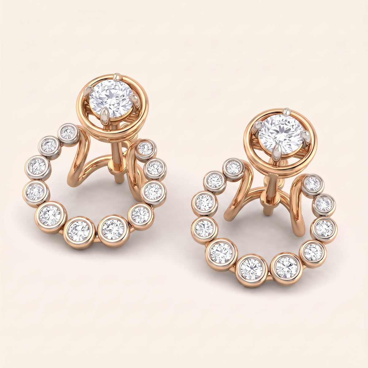 Saturn lab-grown diamond earrings, view 4