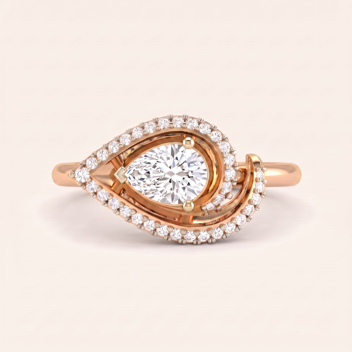 Paisley lab-grown diamond ring, view 5