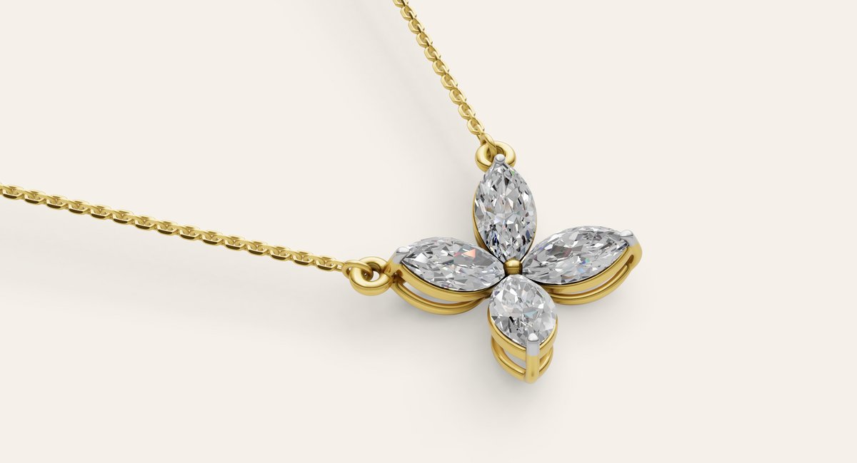 Papillon lab-grown diamond pendant, view 1