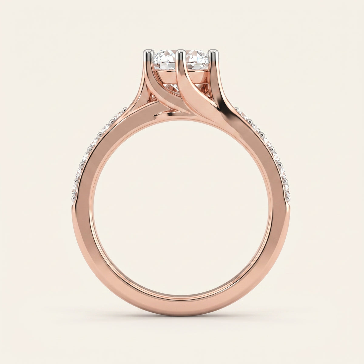 Rosebud lab-grown diamond ring, view 5