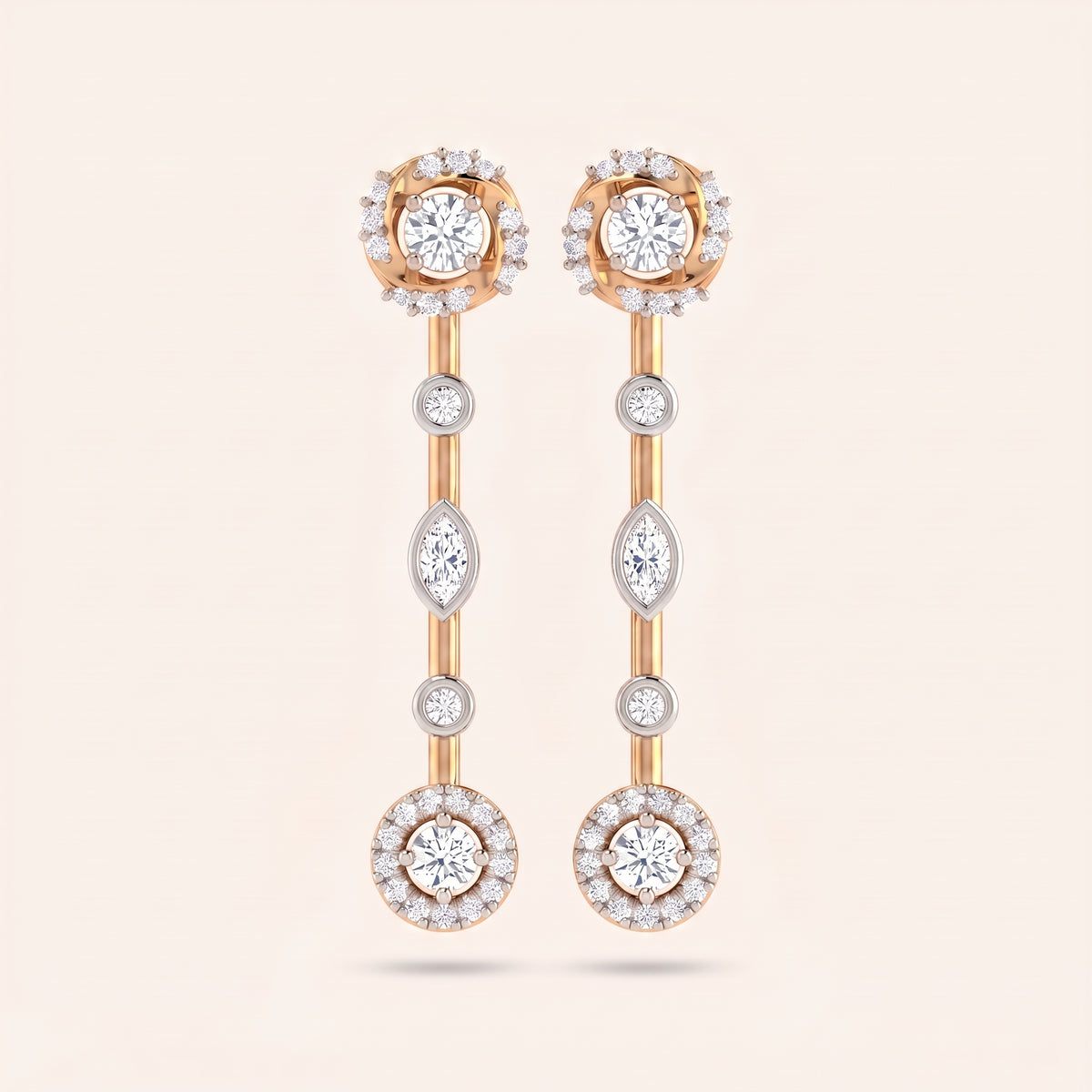 Baton lab-grown diamond earrings, view 2