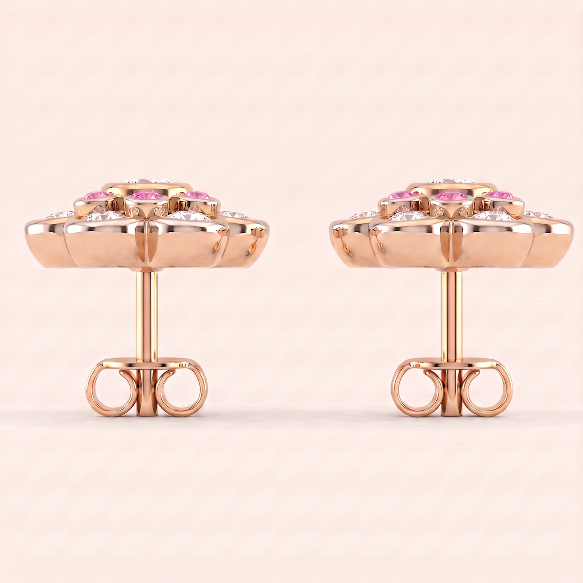 Sakura lab-grown diamond earrings, view 7