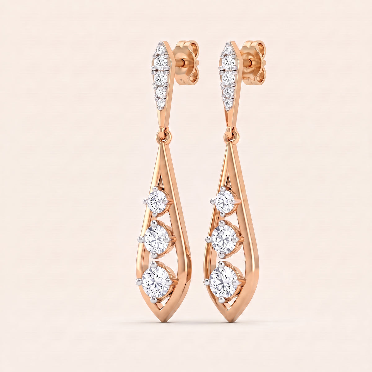 Lantern lab-grown diamond earrings, view 4