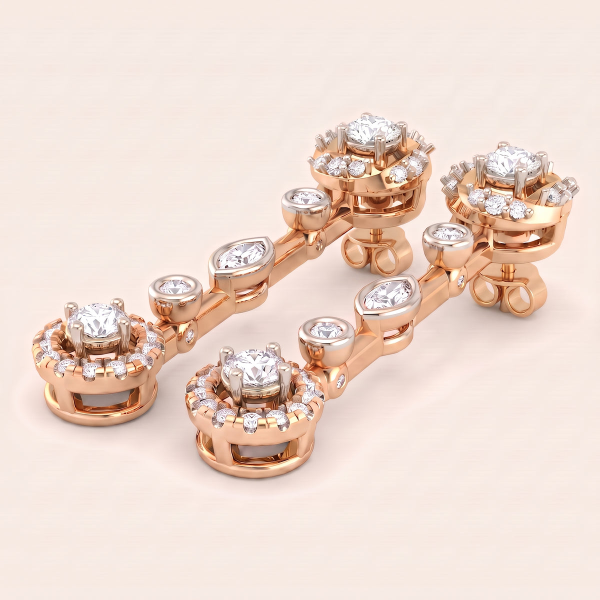 Baton lab-grown diamond earrings, view 8