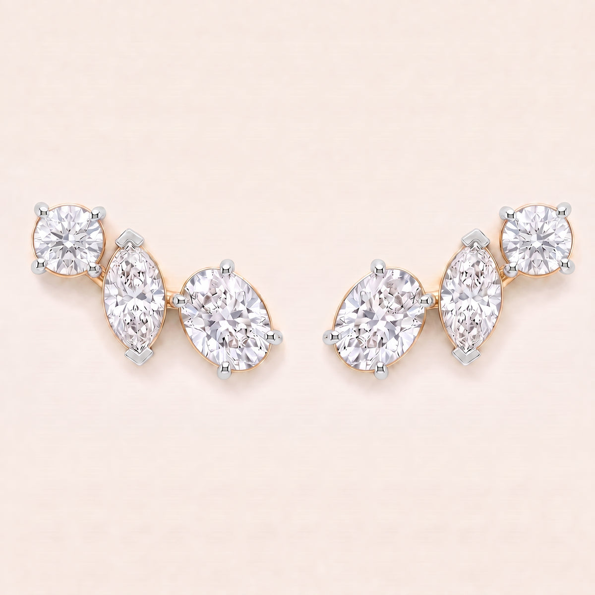 Crescendo lab-grown diamond earrings, view 5