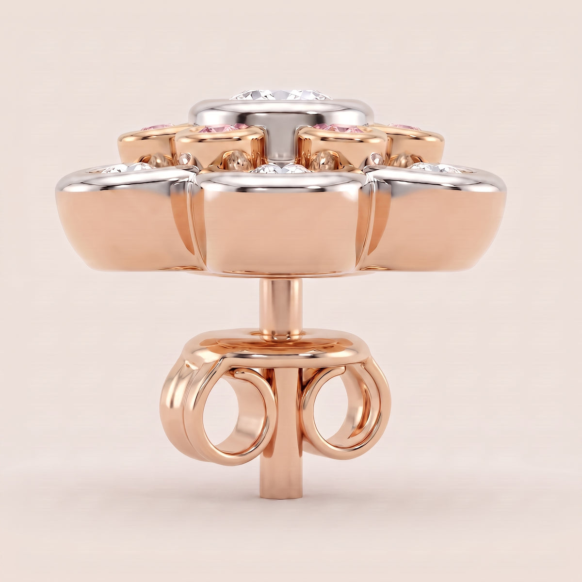 Sakura lab-grown diamond earrings, view 5