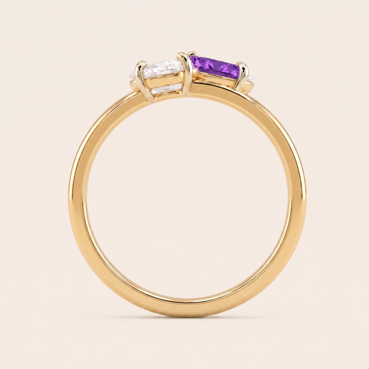 Violet lab-grown diamond ring, view 3