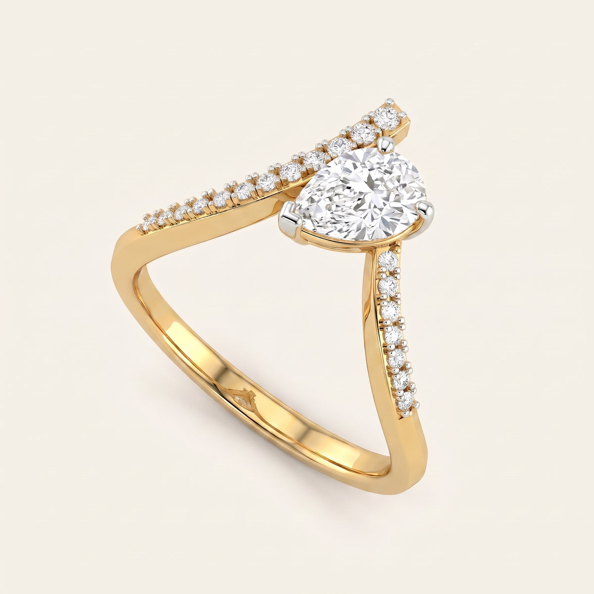 Chevron lab-grown diamond ring, view 3