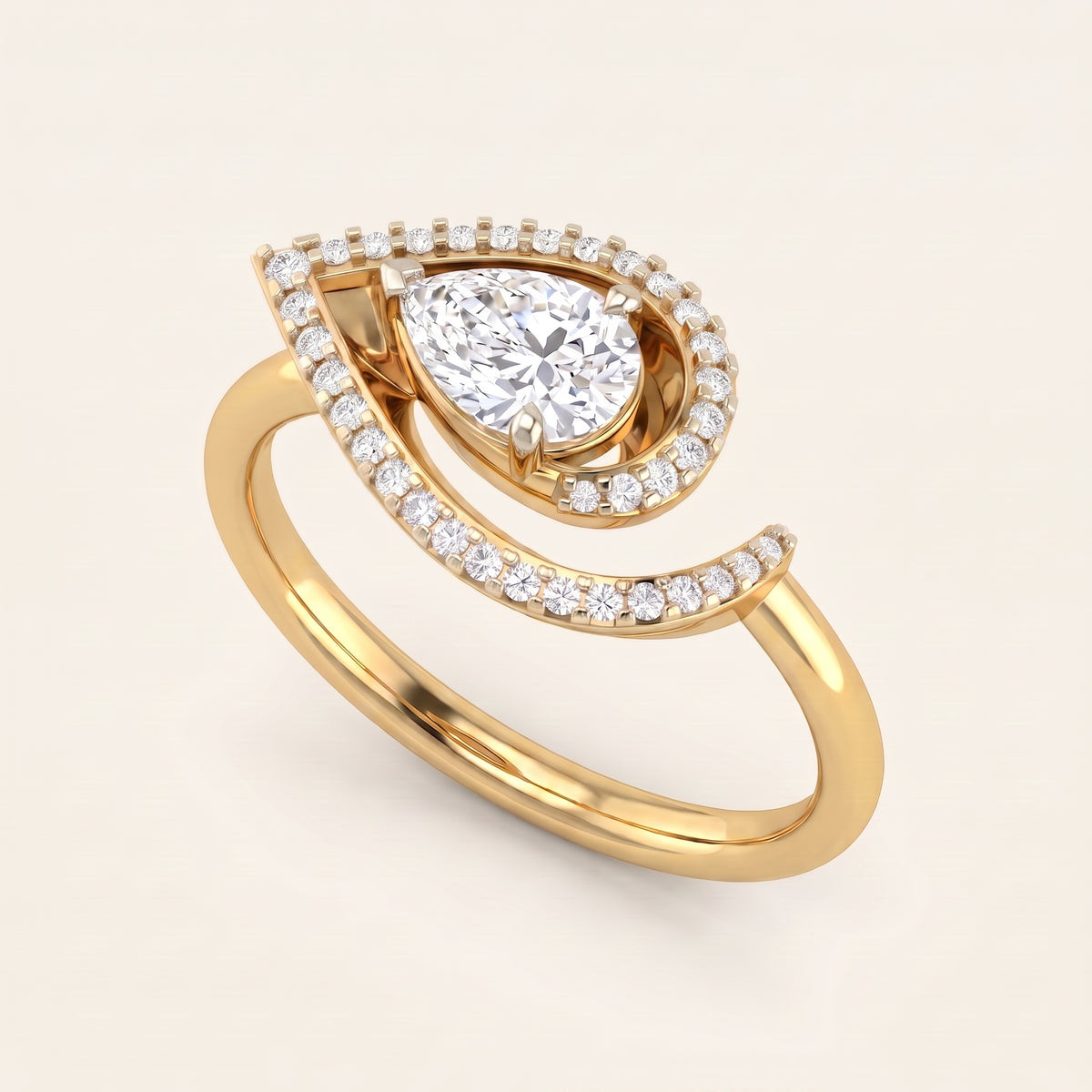 Paisley lab-grown diamond ring, view 4