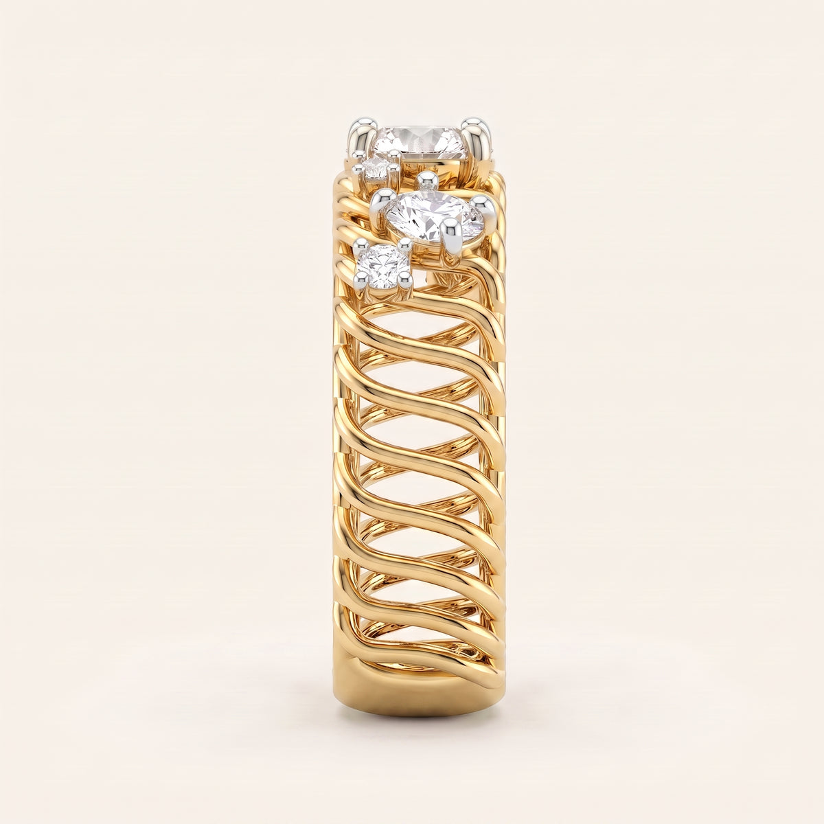 Tapestry lab-grown diamond ring, view 4
