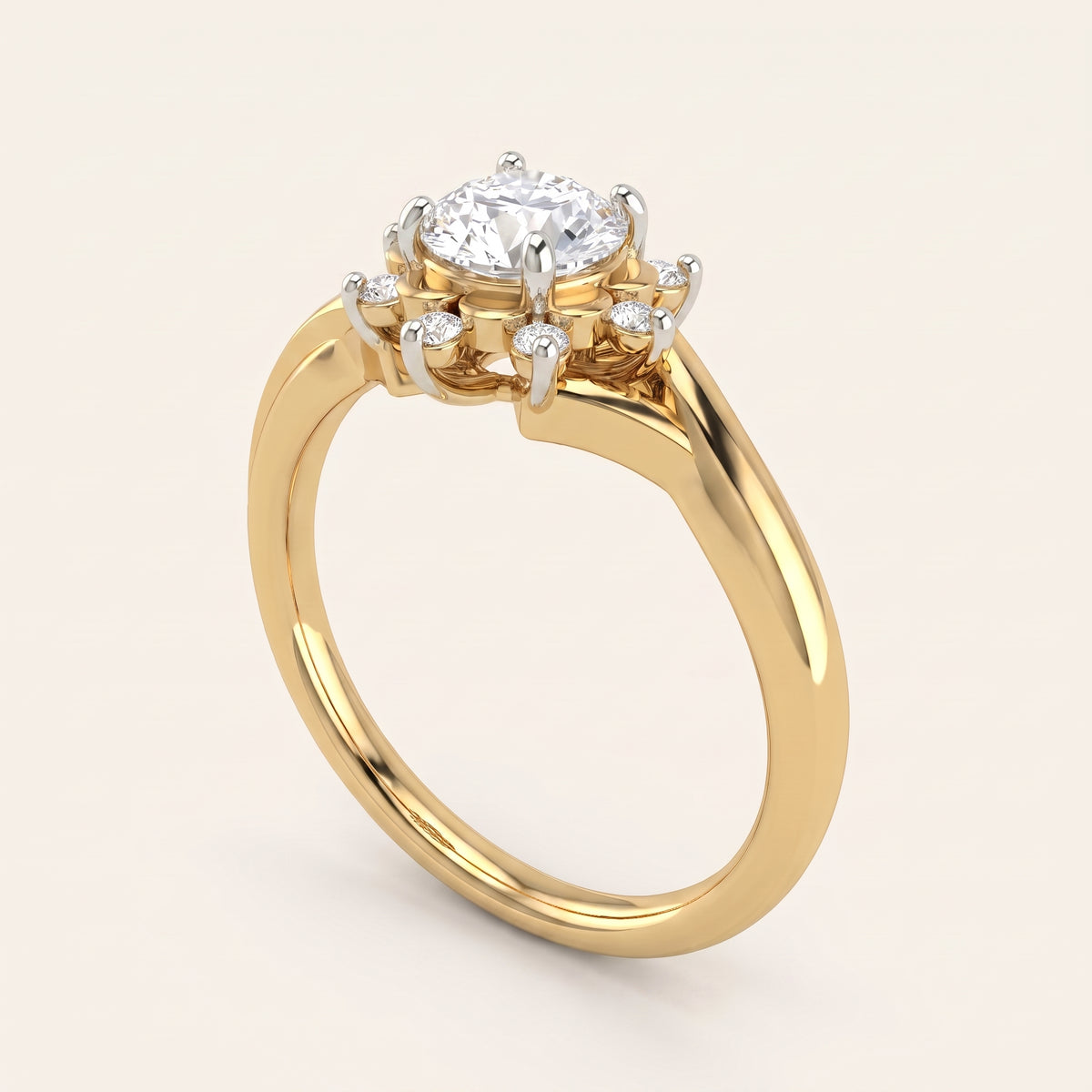 Camellia lab-grown diamond ring, view 3