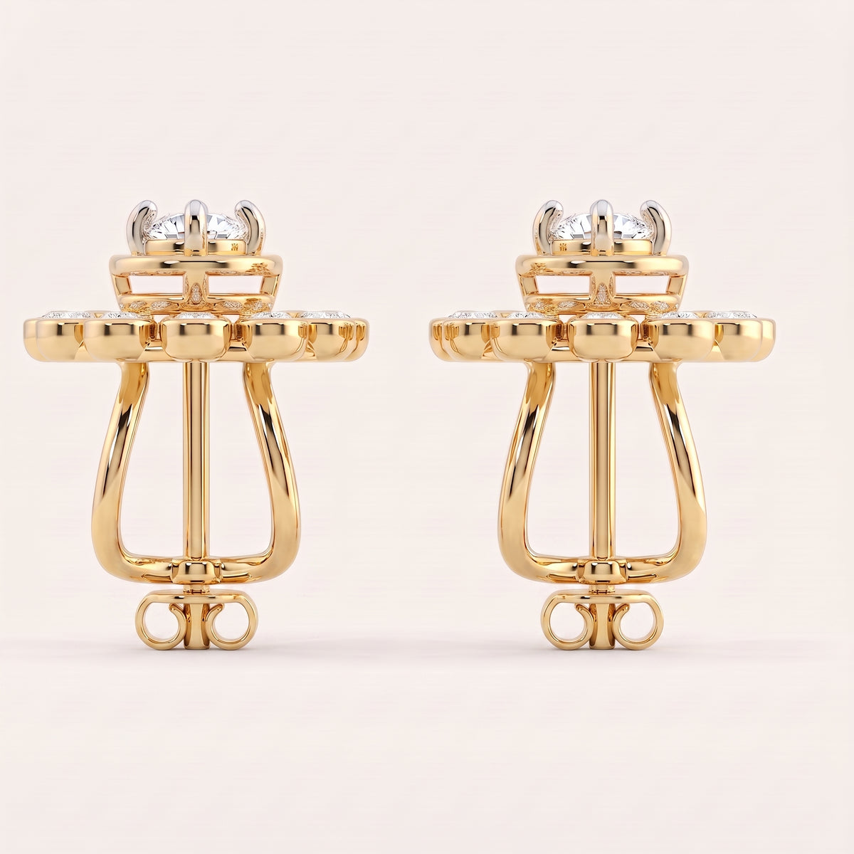 Saturn lab-grown diamond earrings, view 5