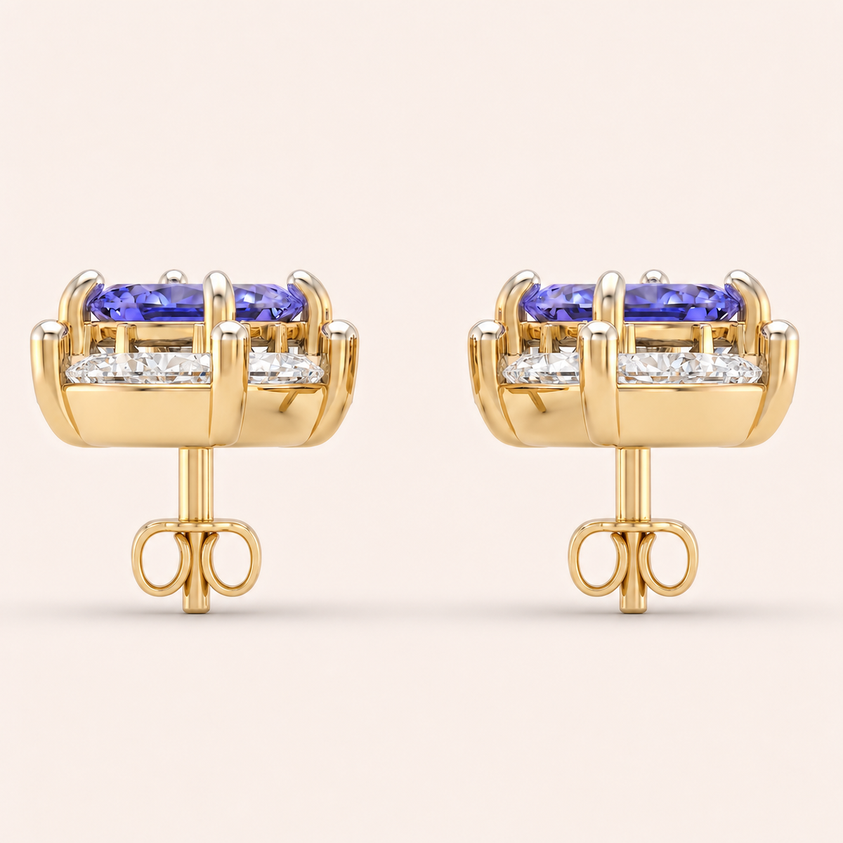 Mosaic lab-grown diamond earrings, view 2