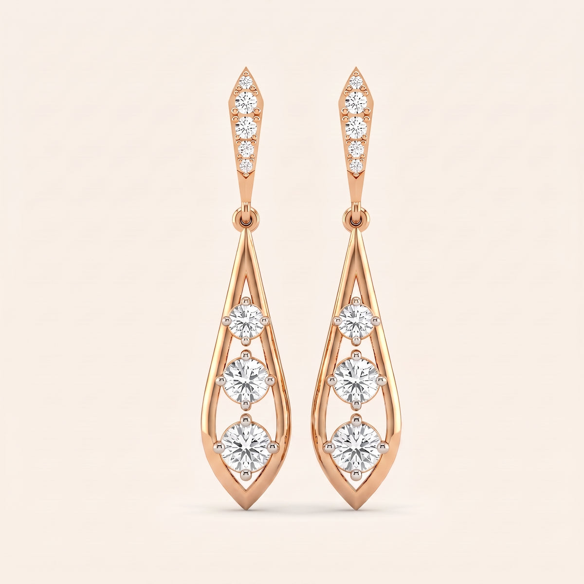 Lantern lab-grown diamond earrings, view 2