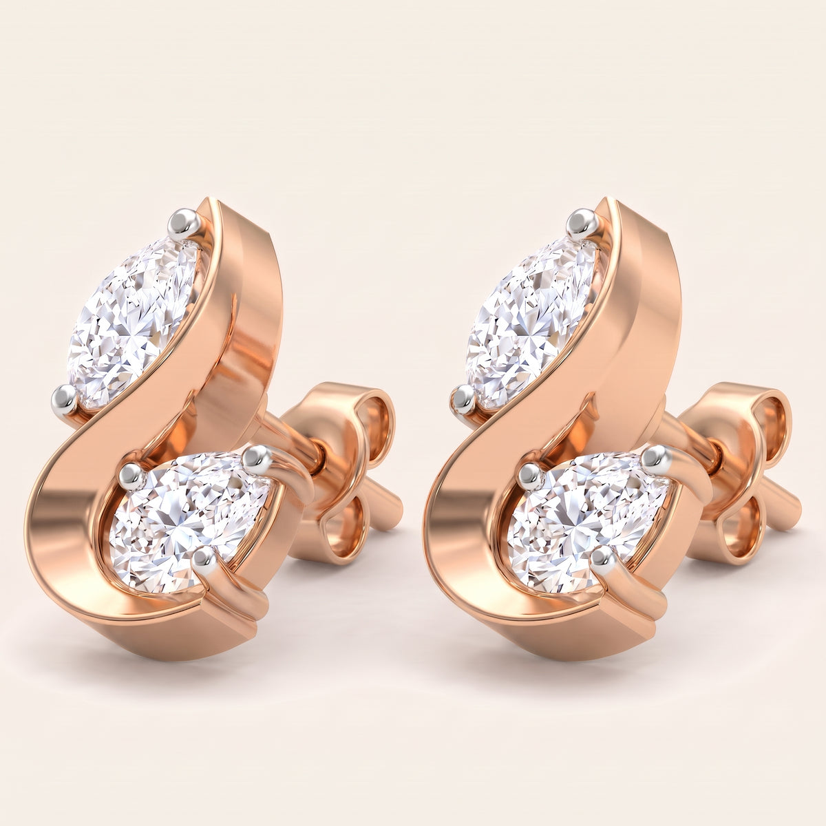 Spiralle lab-grown diamond earrings, view 7