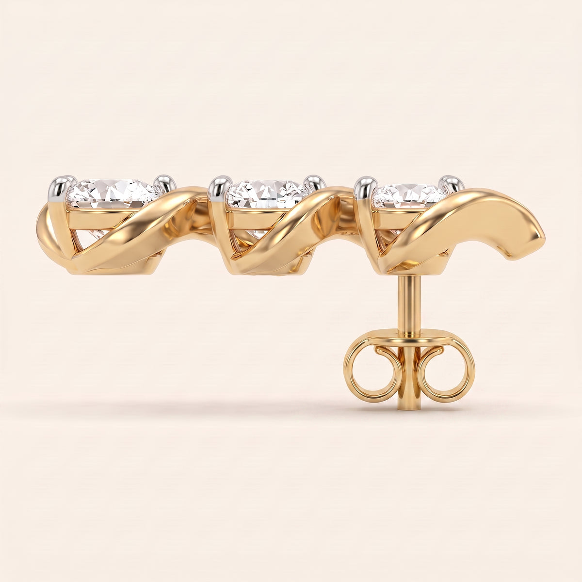 Cascade lab-grown diamond earrings, view 4