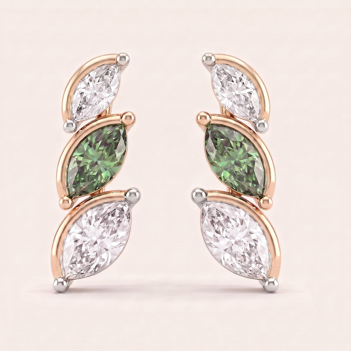 Fern lab-grown diamond earrings, view 2