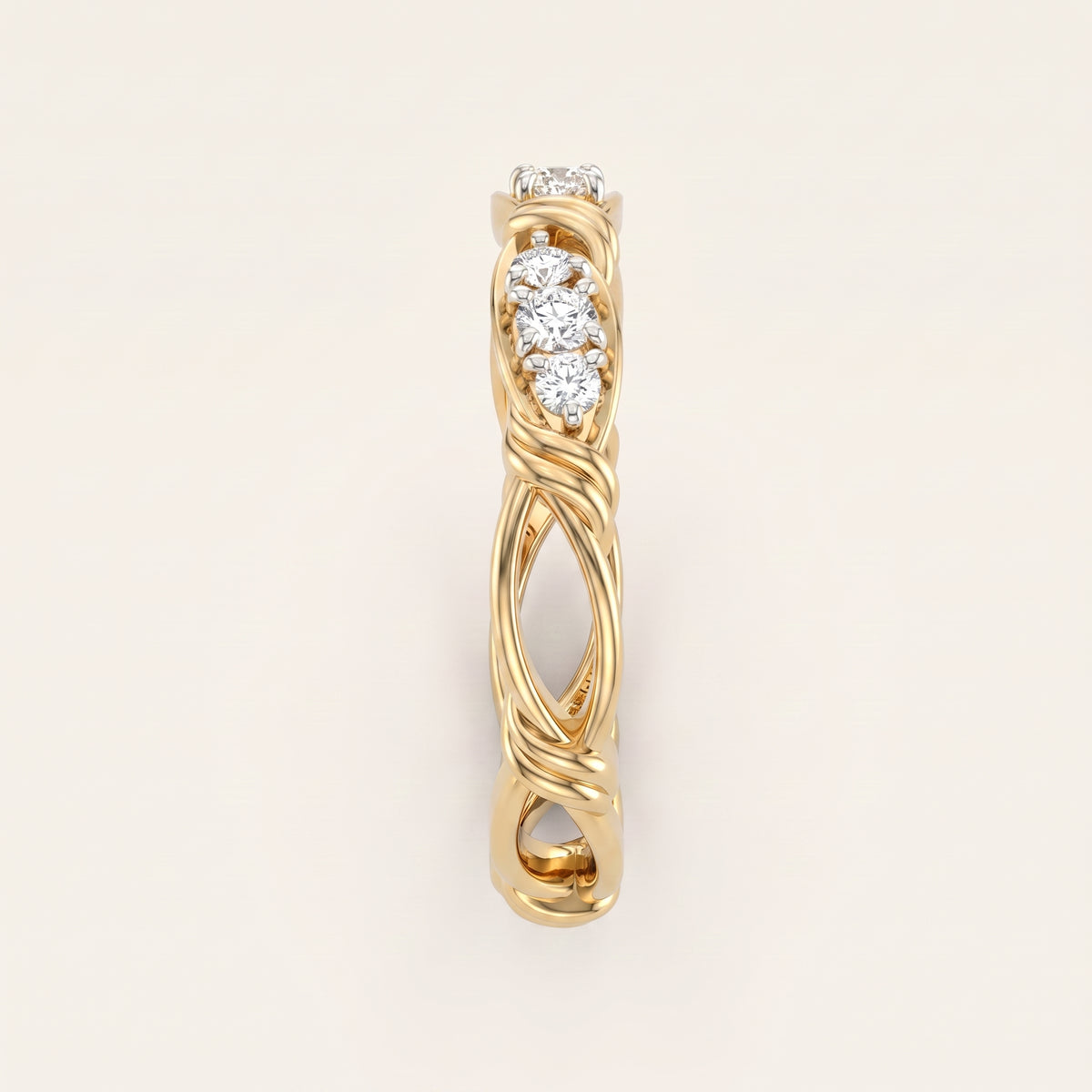 Bamboo lab-grown diamond ring, view 2
