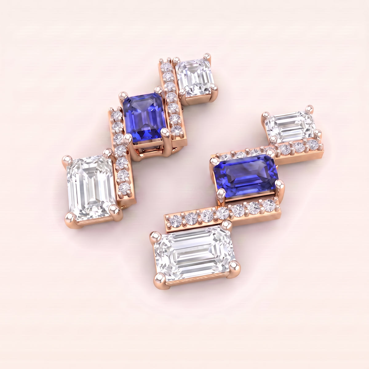 Mosaic lab-grown diamond earrings, view 5