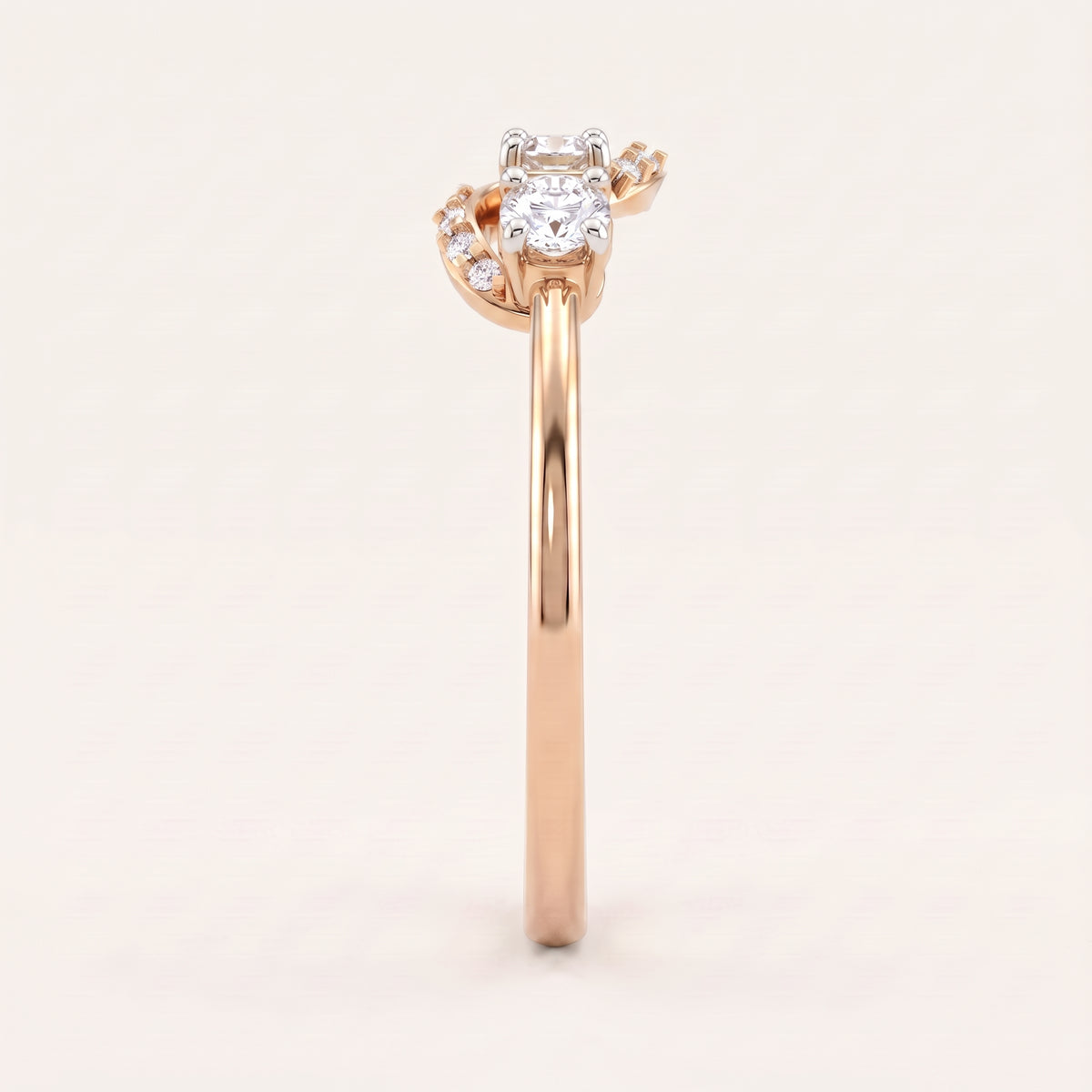 Trefoil lab-grown diamond ring, view 6