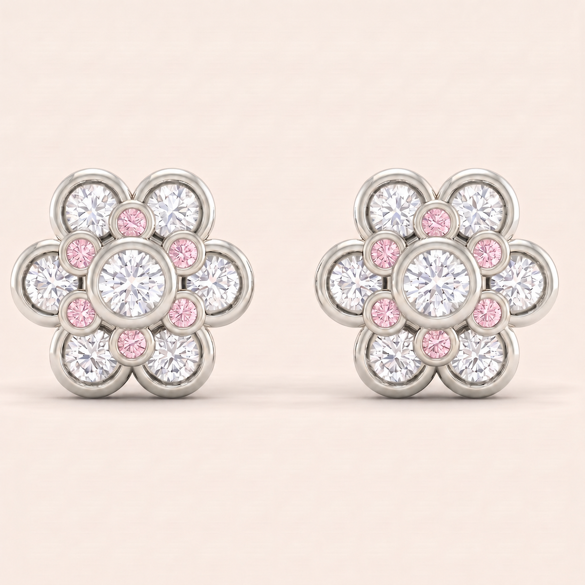Sakura lab-grown diamond earrings, view 2