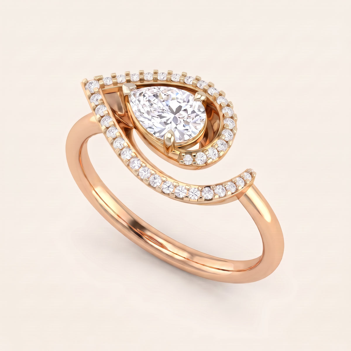 Paisley lab-grown diamond ring, view 6
