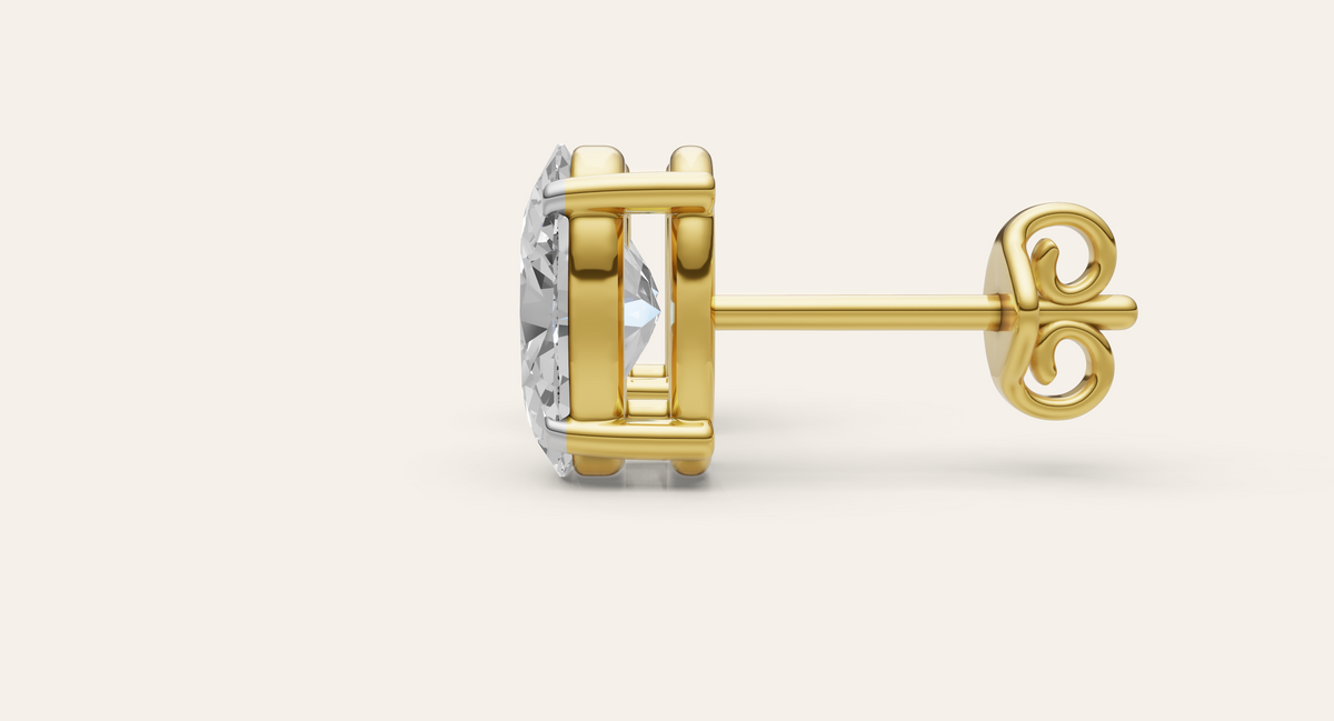 Ovale lab-grown diamond earrings, view 3