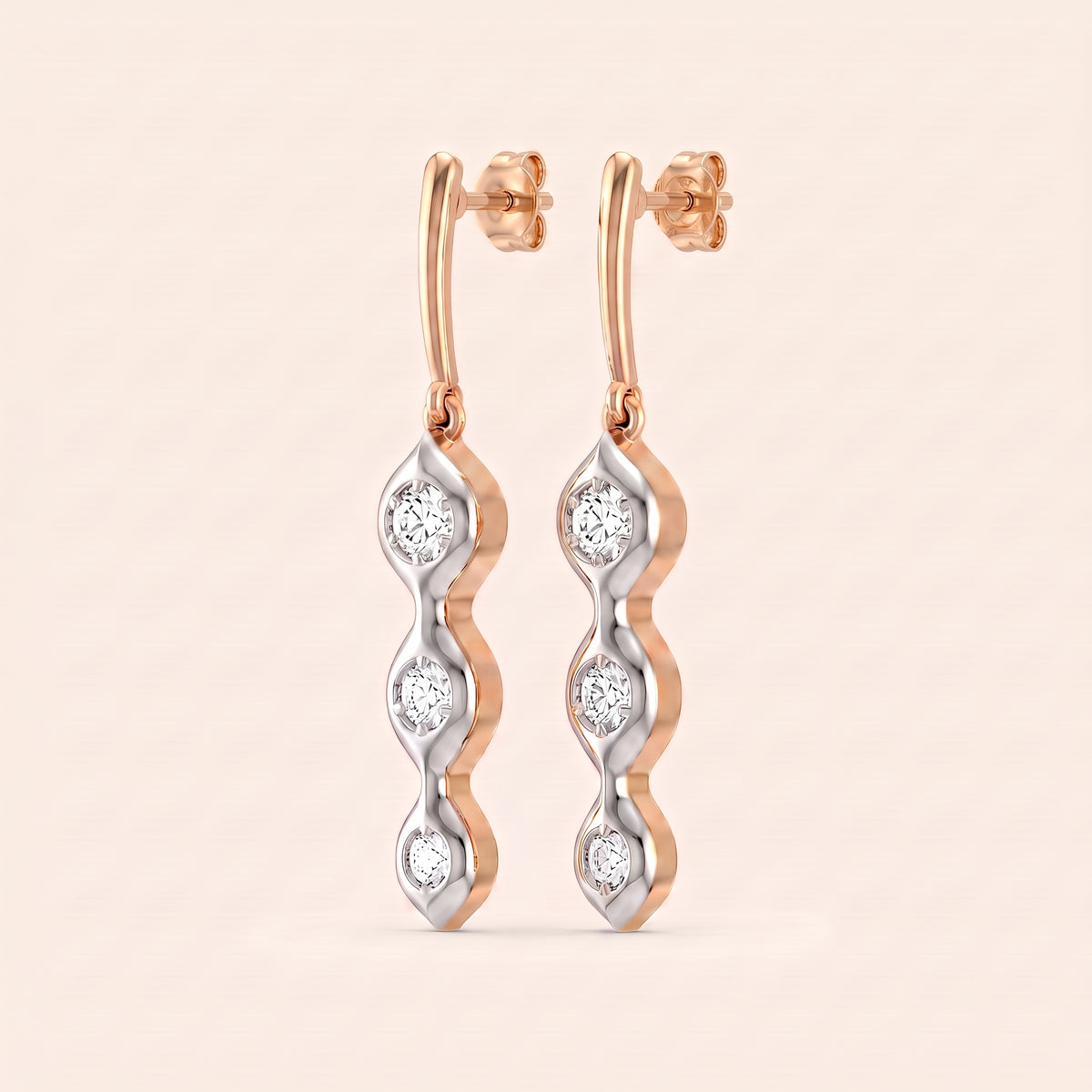 Droplet lab-grown diamond earrings, view 6