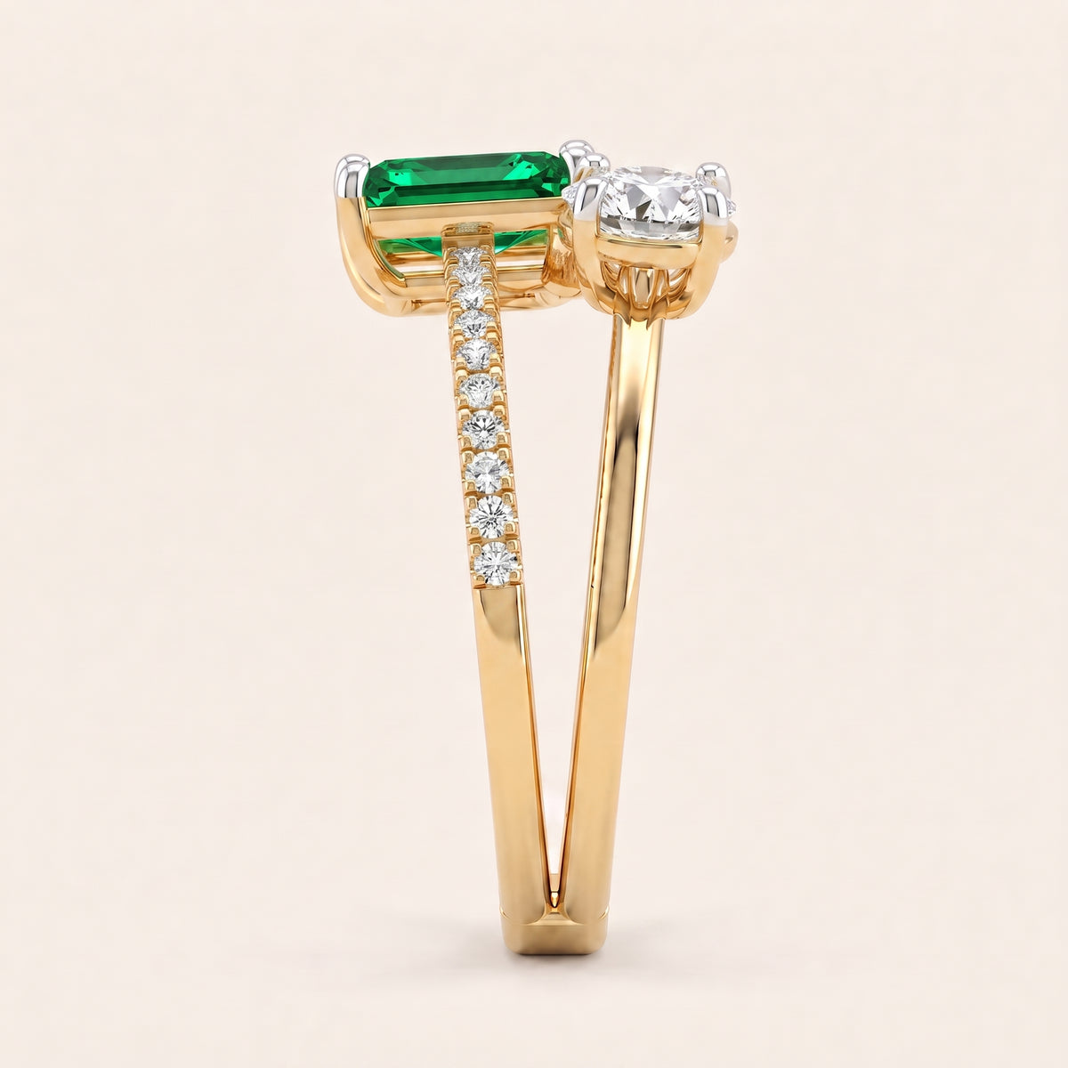 Jade lab-grown diamond ring, view 4