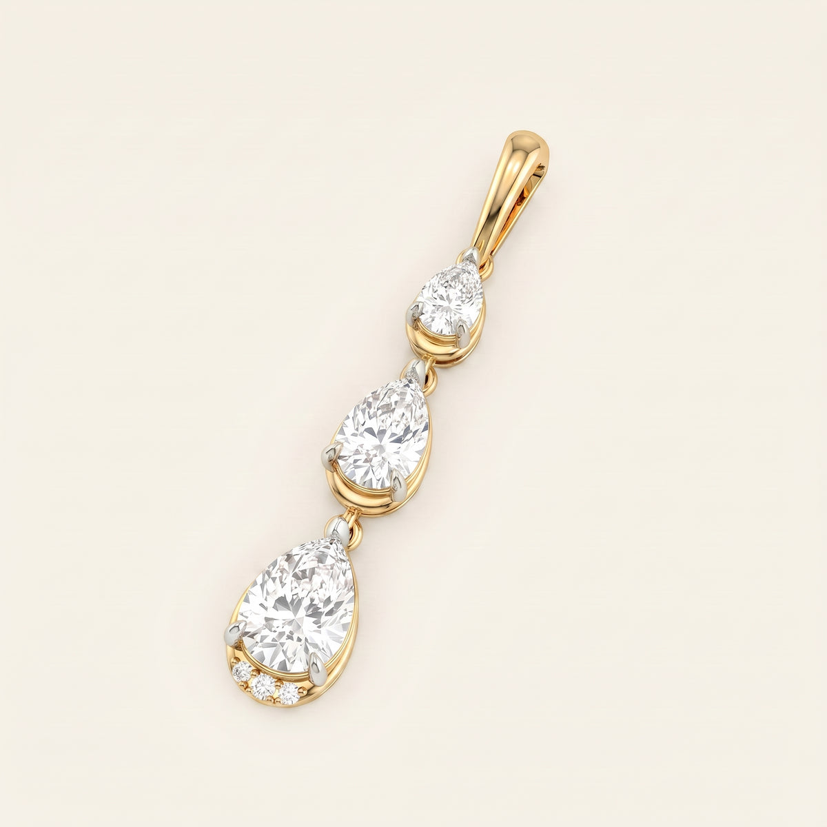 Trilogy lab-grown diamond pendant, view 3