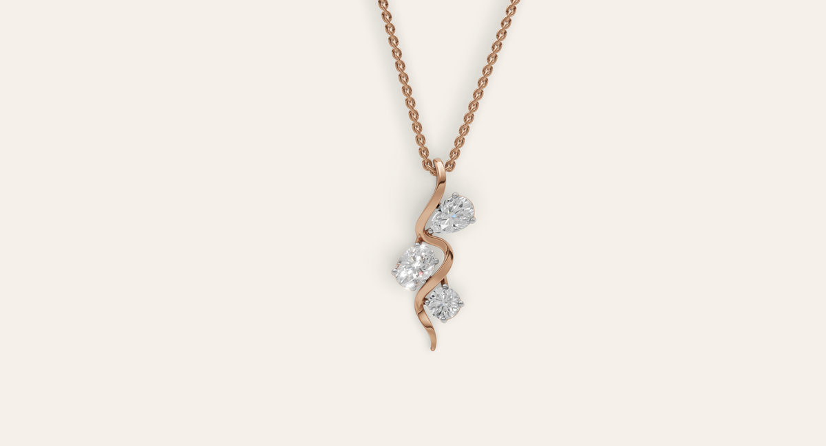 Trickle lab-grown diamond pendant in rose gold