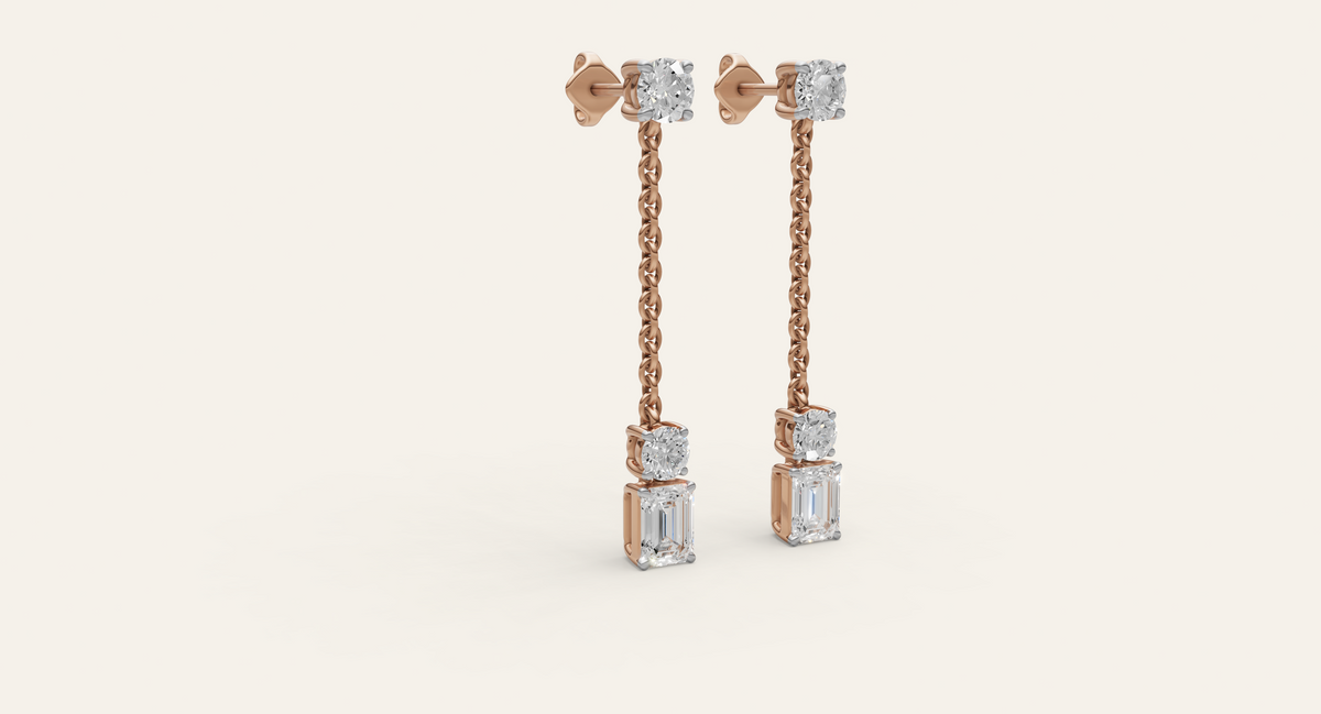 Pendulum lab-grown diamond earrings, view 2