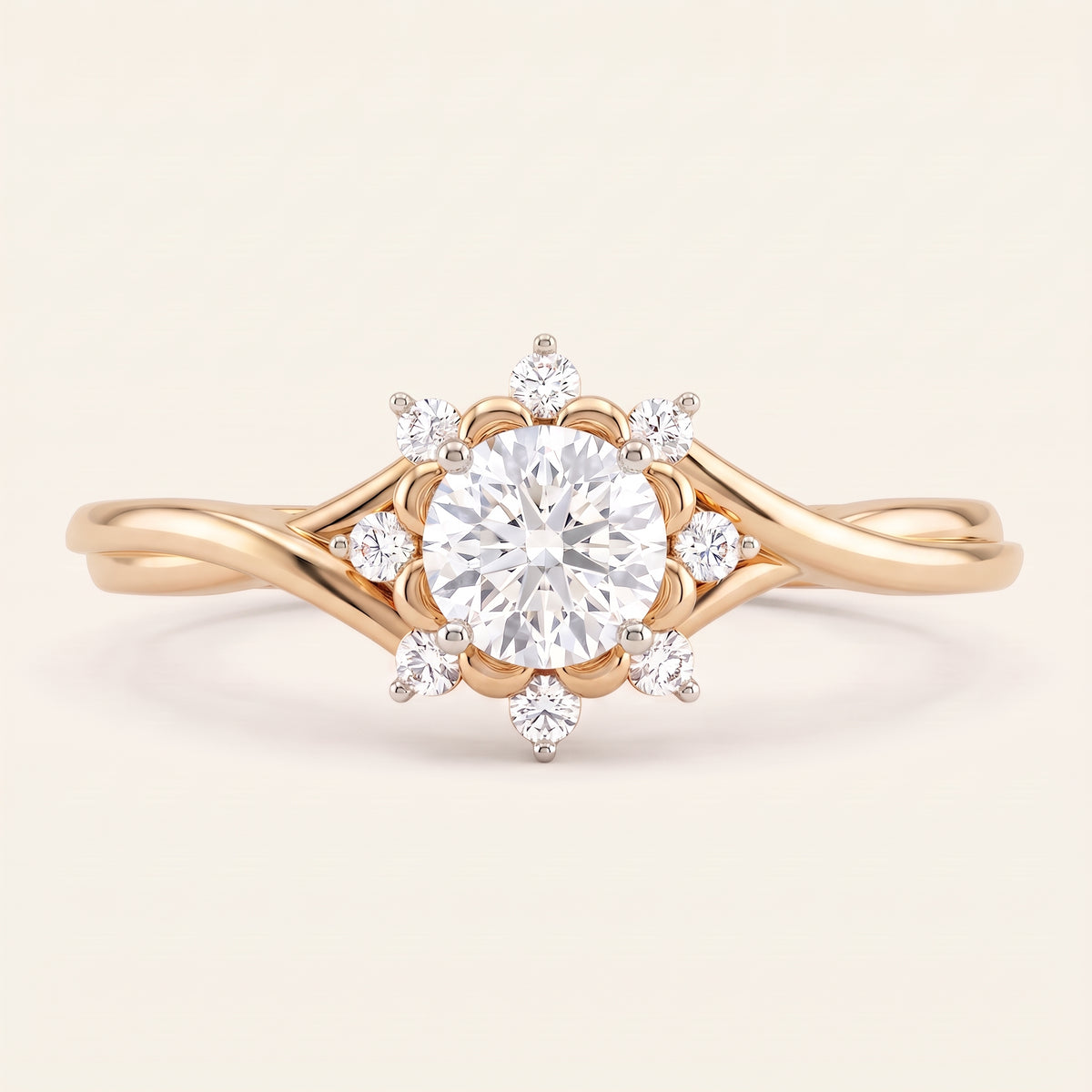 Camellia lab-grown diamond ring, view 8