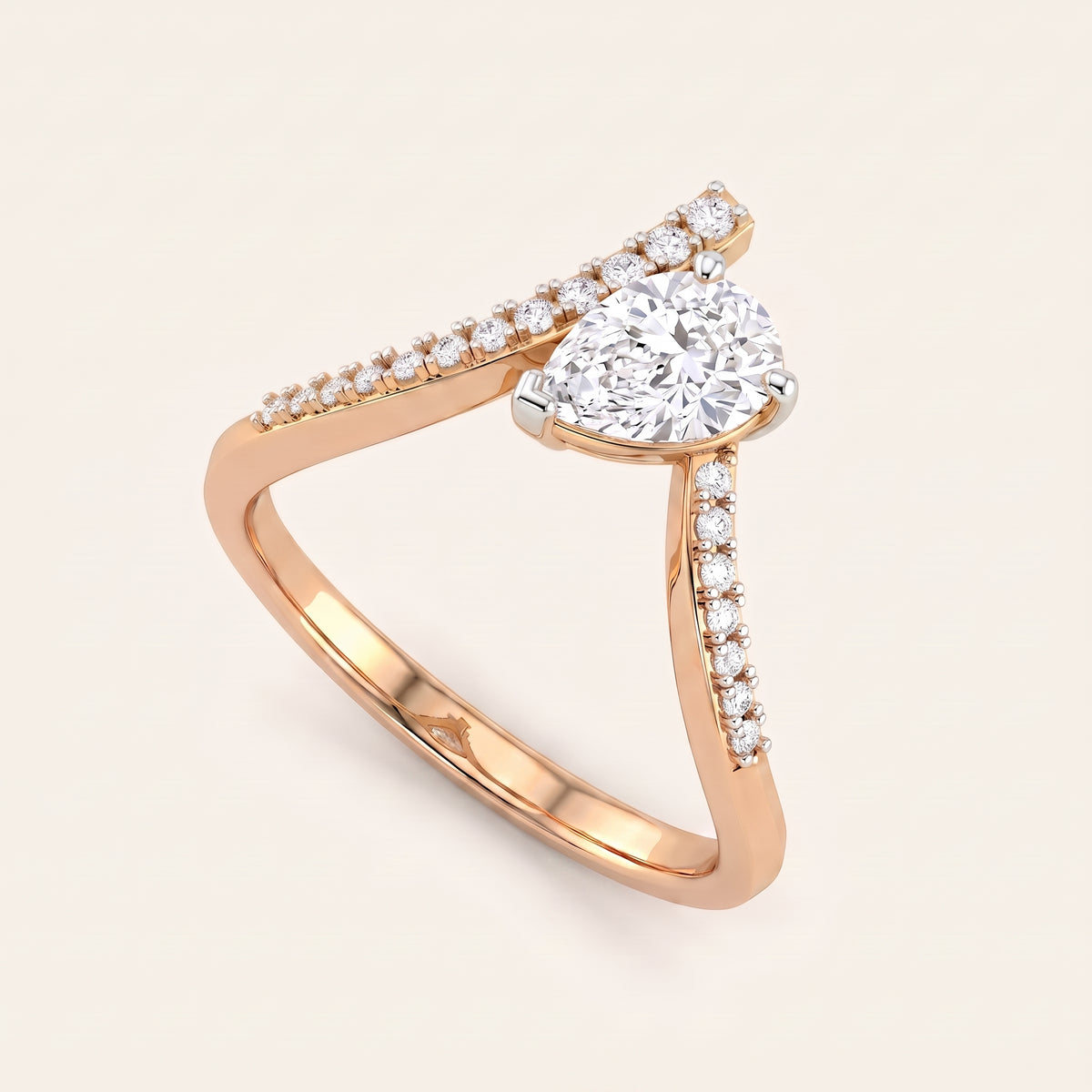Chevron lab-grown diamond ring, view 7