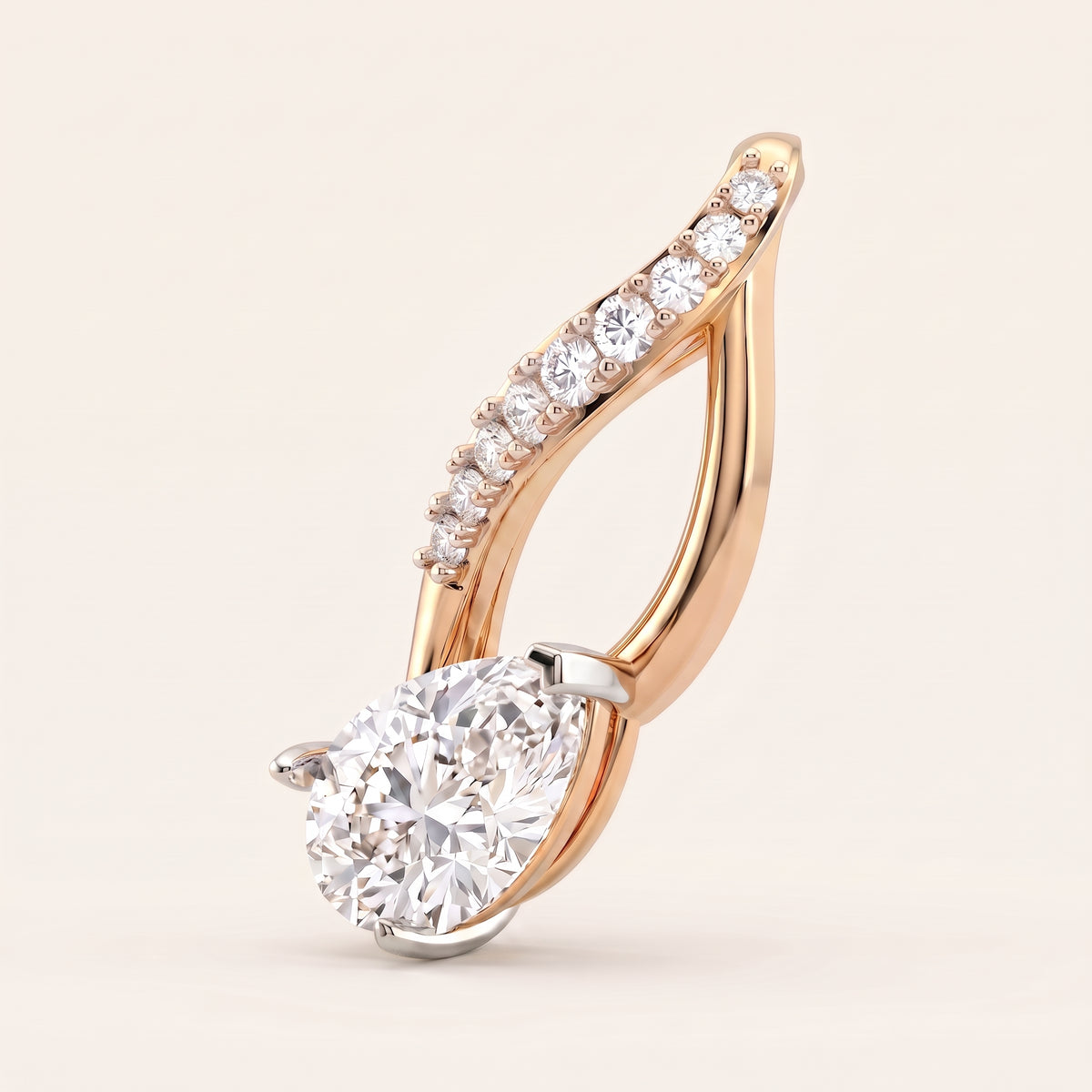 Ribbon lab-grown diamond pendant, view 6