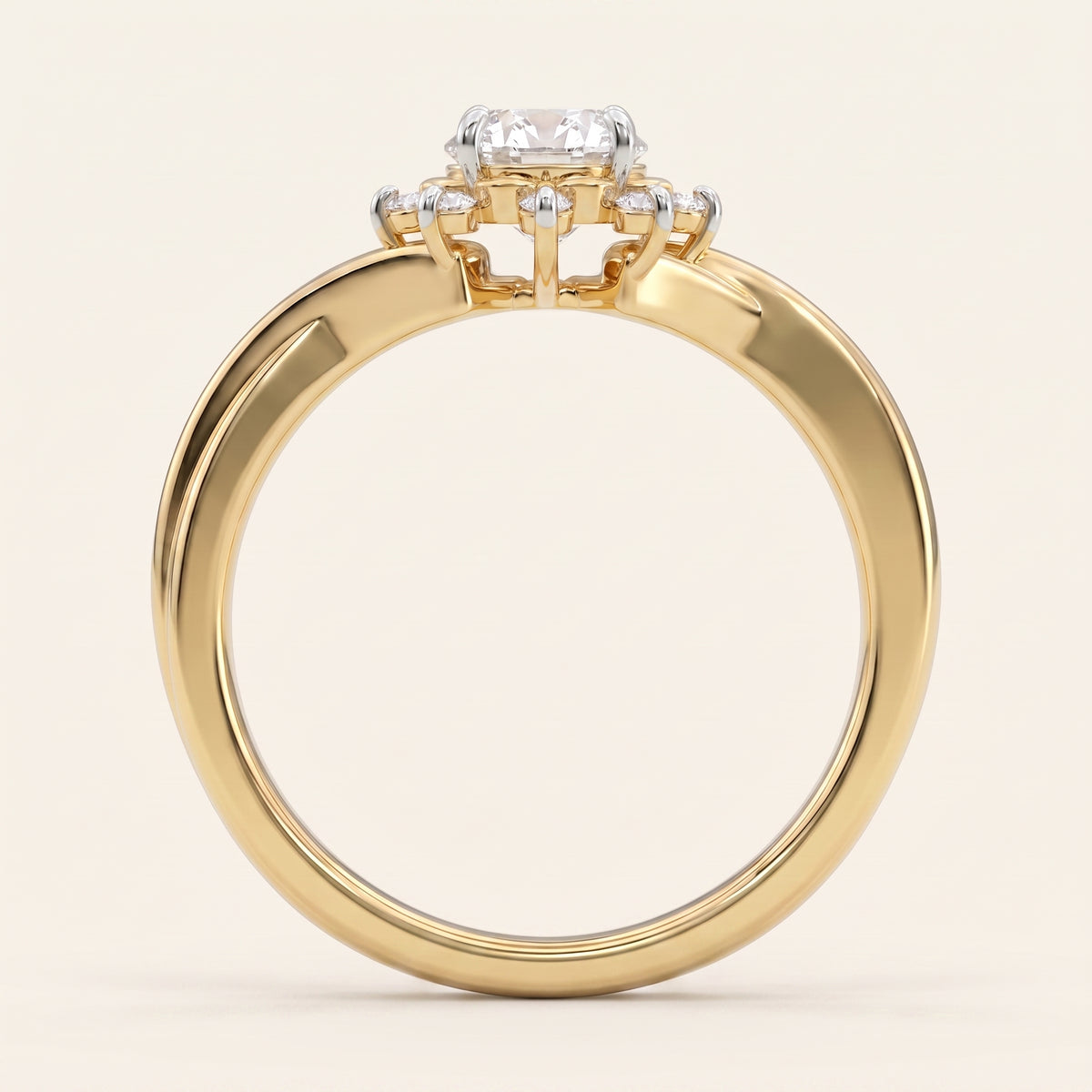 Camellia lab-grown diamond ring, view 2