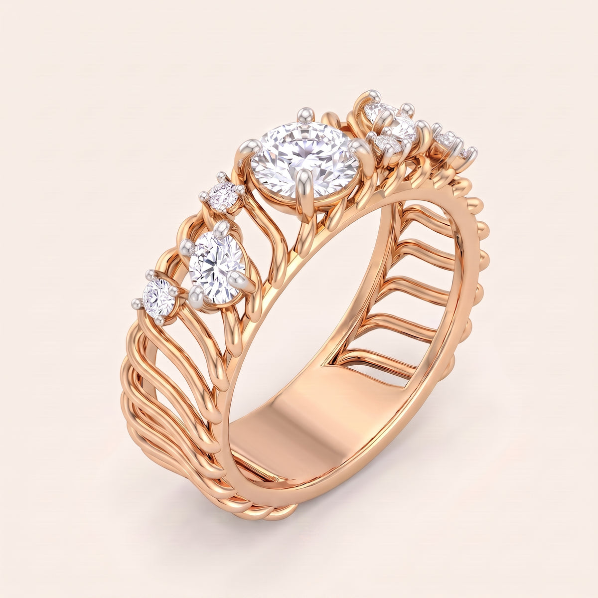 Tapestry lab-grown diamond ring, view 7