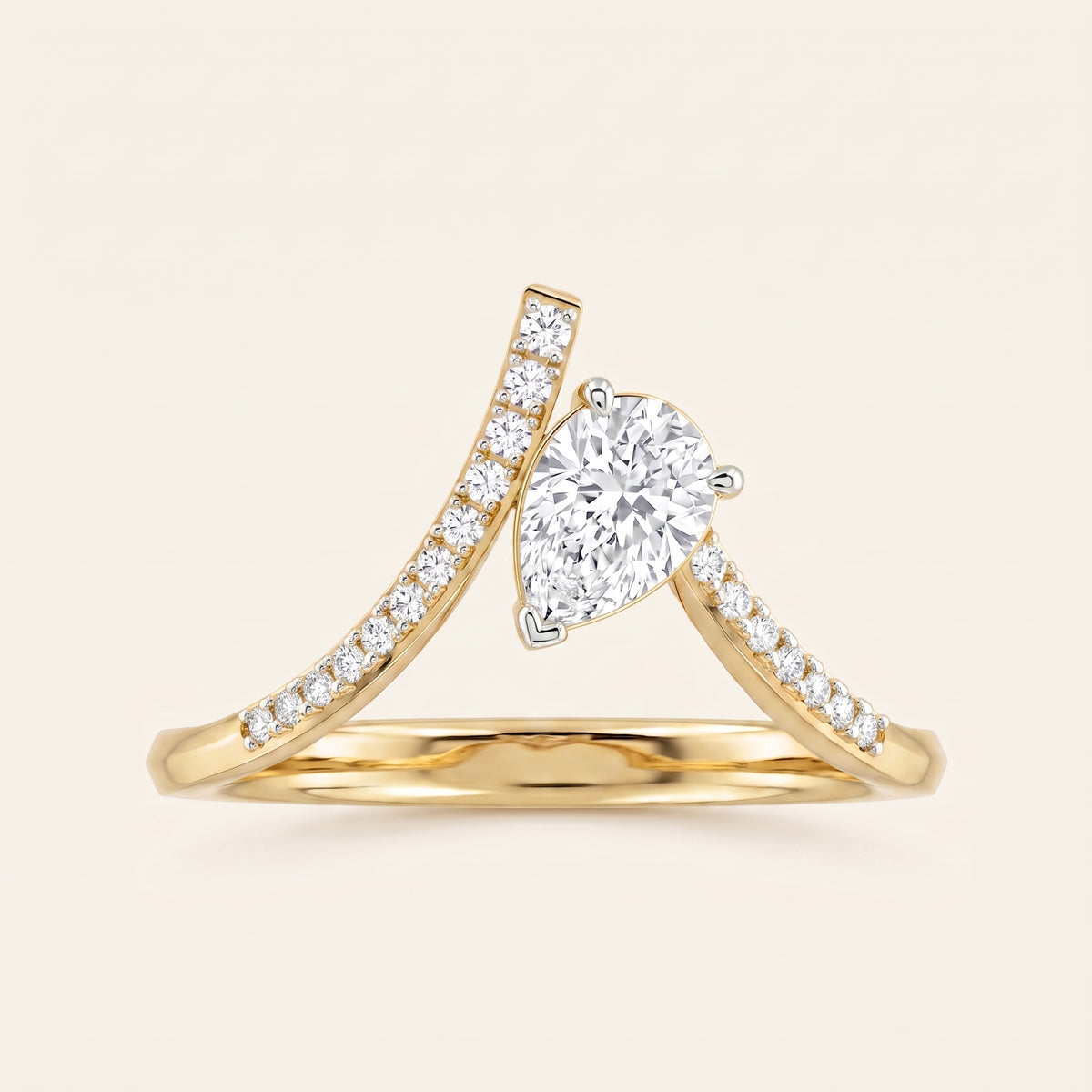 Chevron lab-grown diamond ring