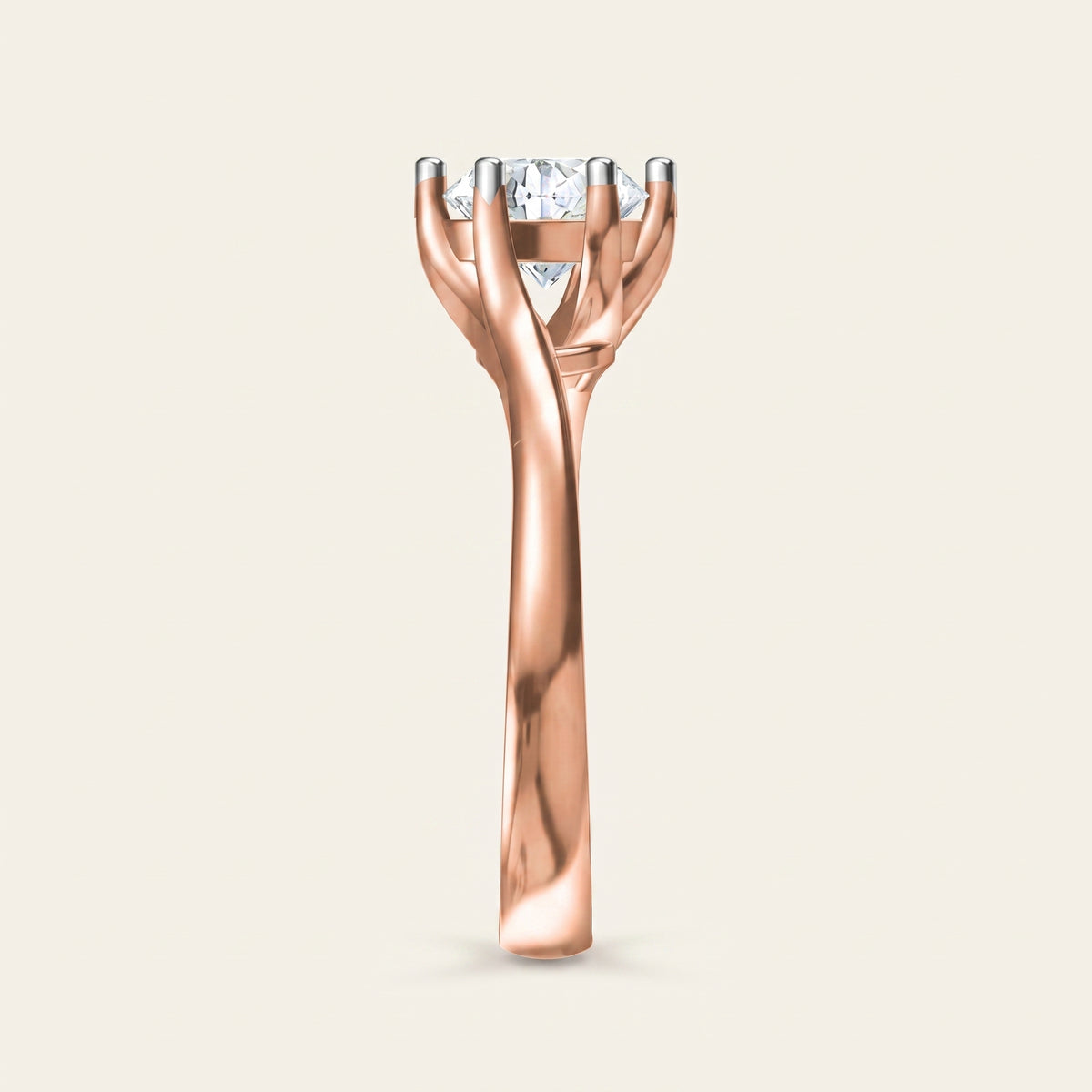 Rosebud lab-grown diamond ring, view 2